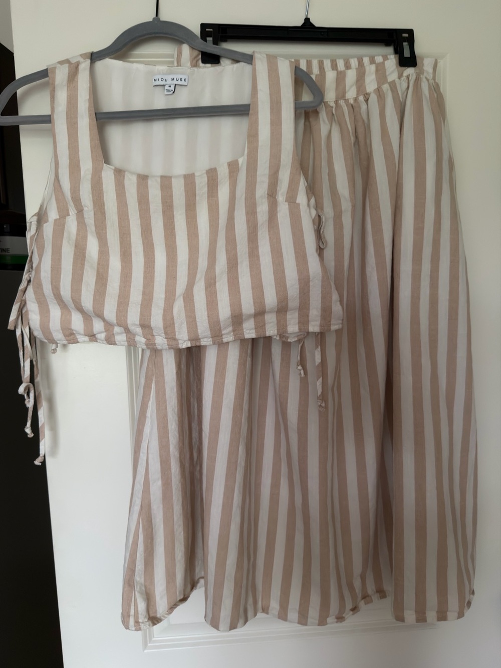 Striped top and midi skirt set